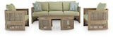 Serena Shores Outdoor Sofa and 2 Chairs with Coffee Table in Beige/Green from Ashley Furniture - Luna Furniture