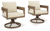 Serene Bay Dark Brown/White Outdoor Swivel Dining Chair with Cushion from Ashley - Luna Furniture