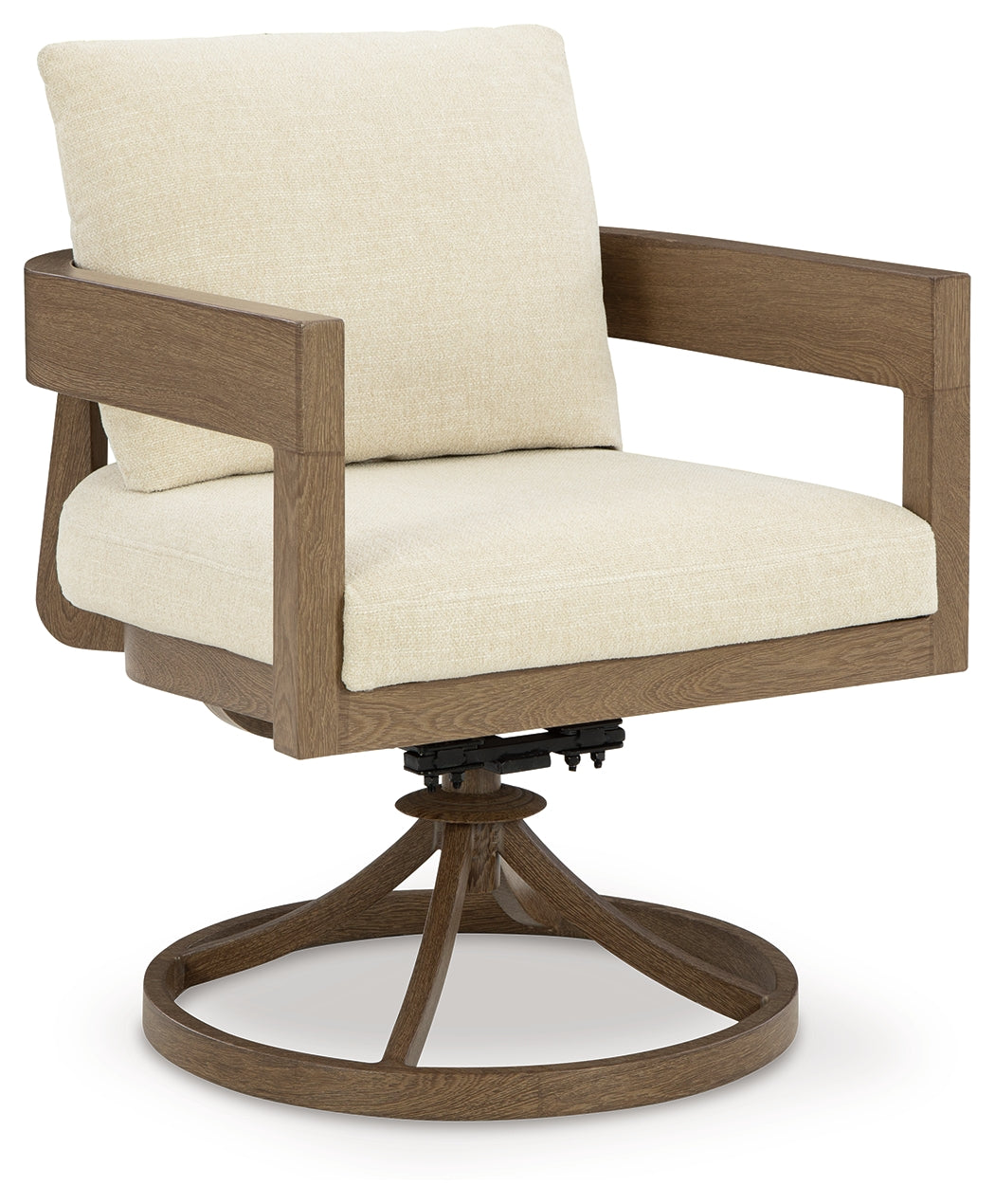 Serene Bay Dark Brown/White Outdoor Swivel Dining Chair with Cushion from Ashley - Luna Furniture