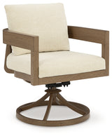 Serene Bay Dark Brown/White Outdoor Swivel Dining Chair with Cushion from Ashley - Luna Furniture