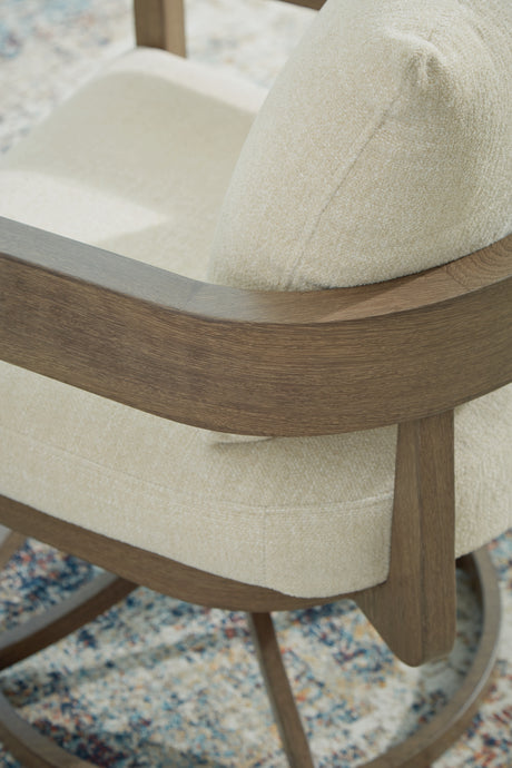 Serene Bay Dark Brown/White Outdoor Swivel Dining Chair with Cushion from Ashley - Luna Furniture