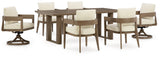 Serene Bay Outdoor Dining Table and 6 Chairs in Dark Brown from Ashley Furniture - Luna Furniture