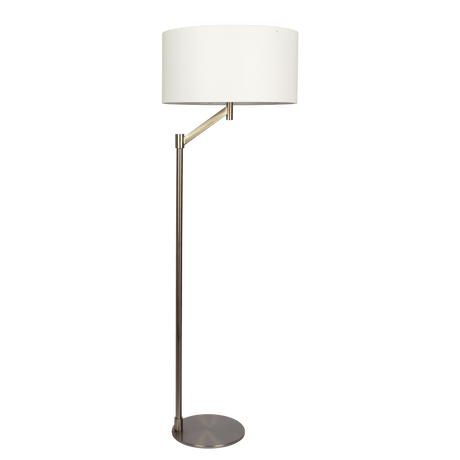 Serene Brushed Nickel Floor Lamp with Rotary Switch Metal Base White Linen Shade from Midinmod - Luna Furniture