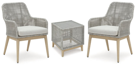 Seton Creek 2 Outdoor Chairs with End Table in Gray from Ashley - Luna Furniture