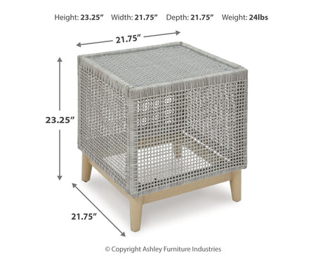 Seton Creek 2 Outdoor Chairs with End Table in Gray from Ashley - Luna Furniture