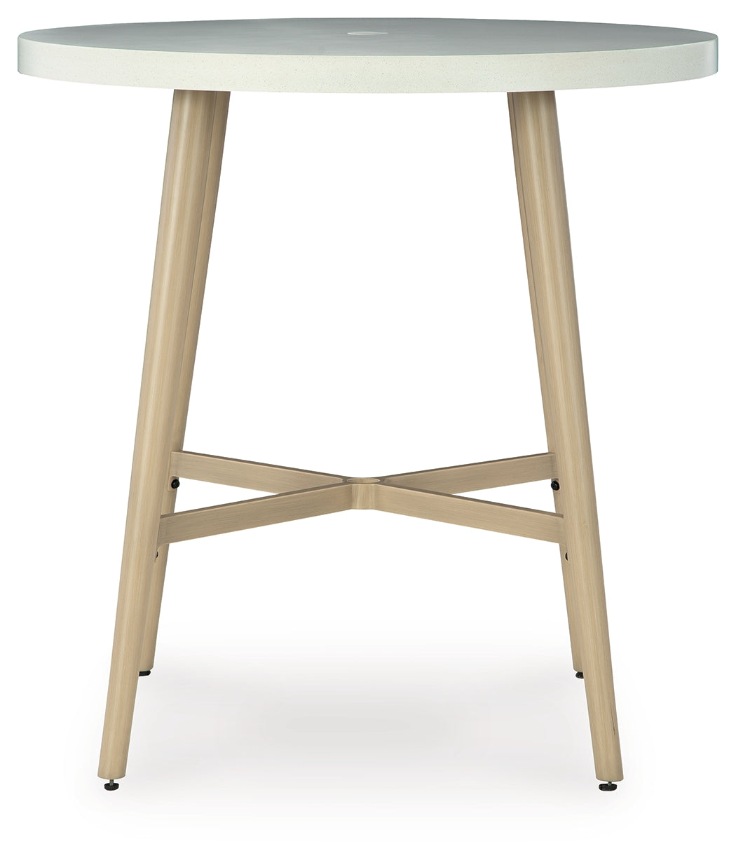 Seton Creek Beige Outdoor Bar Table from Ashley - Luna Furniture