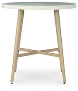 Seton Creek Beige Outdoor Bar Table from Ashley - Luna Furniture