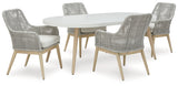 Seton Creek Outdoor Dining Table and 4 Chairs in White from Ashley - Luna Furniture