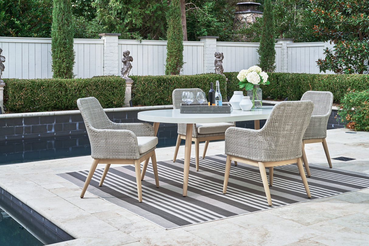 Seton Creek Outdoor Dining Table and 4 Chairs in White from Ashley - Luna Furniture