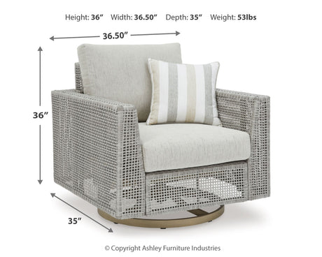 Seton Creek Outdoor Lounge Chair and Ottoman in Gray from Ashley - Luna Furniture