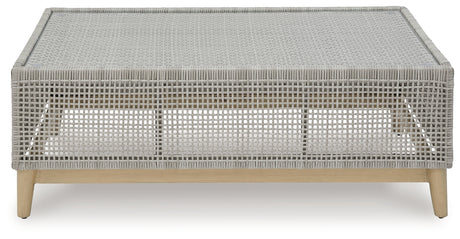 Seton Creek Outdoor Sofa and Loveseat with Coffee Table in Gray from Ashley - Luna Furniture