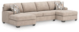 Seyler Lane Hemp 3-Piece Double Chaise Sleeper Sectional from Ashley Furniture - Luna Furniture