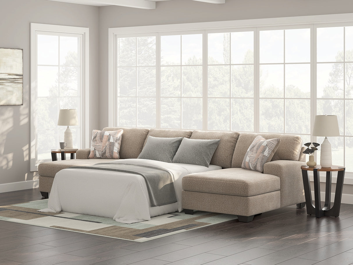 Seyler Lane Hemp 3-Piece Double Chaise Sleeper Sectional from Ashley Furniture - Luna Furniture