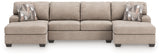 Seyler Lane Hemp 3-Piece Double Chaise Sleeper Sectional from Ashley Furniture - Luna Furniture