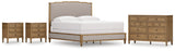 Sharlance California King Upholstered Panel Bed with Dresser and 2 Nightstands in Light Brown from Ashley Furniture - Luna Furniture