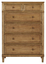 Sharlance King Upholstered Panel Bed with Mirrored Dresser, Chest and Nightstand in Light Brown from Ashley - Luna Furniture