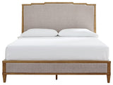 Sharlance King Upholstered Panel Bed with Mirrored Dresser and 2 Nightstands in Light Brown from Ashley - Luna Furniture