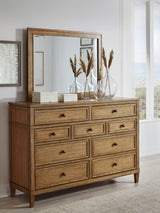 Sharlance King Upholstered Panel Bed with Mirrored Dresser and 2 Nightstands in Light Brown from Ashley - Luna Furniture
