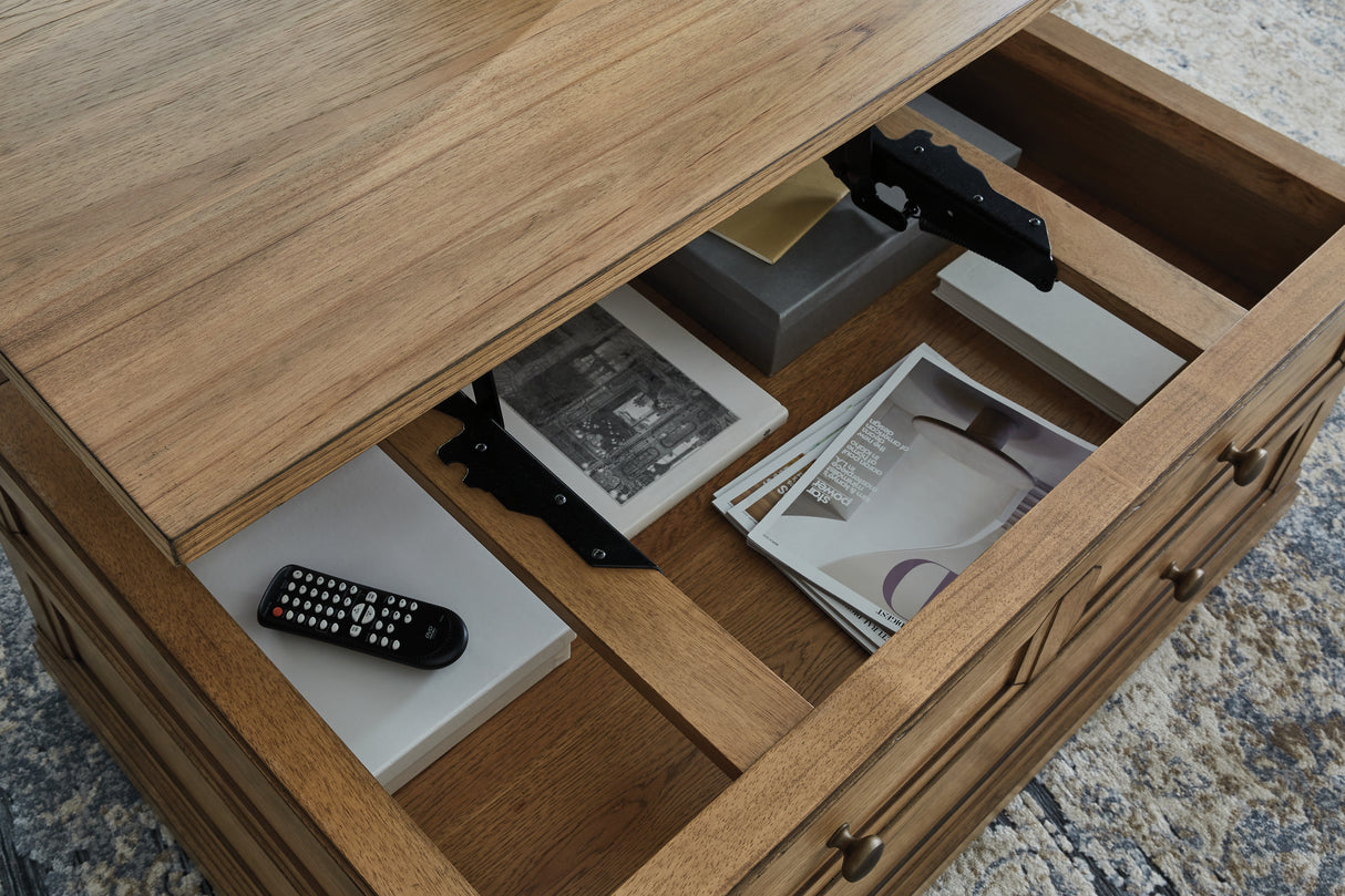 Sharlance Light Brown Lift-Top Coffee Table from Ashley - Luna Furniture