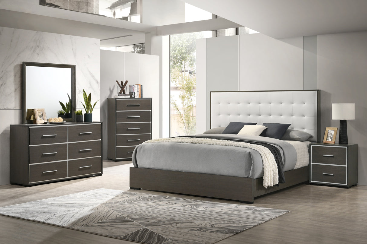 Sharpe Brown King Upholstered Panel Bed from Crown Mark - Luna Furniture