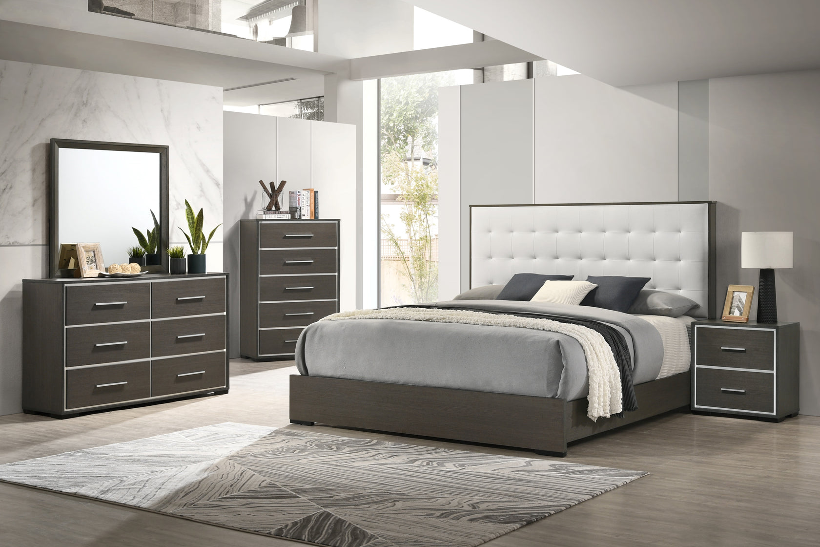 Sharpe Brown Upholstered Panel Bedroom Set from Crown Mark - Luna Furniture