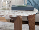 Shavon 32″ Toronto Brown Round Marble Coffee Table from Steve Silver - Luna Furniture