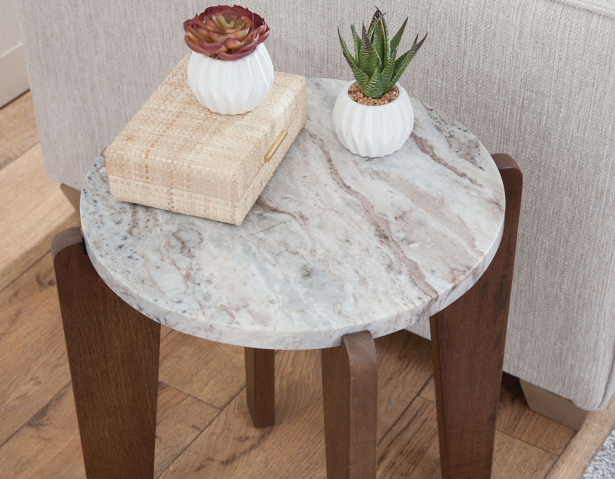 Shavon Toronto Brown 3-Piece Solid Marble Table Set from Steve Silver - Luna Furniture