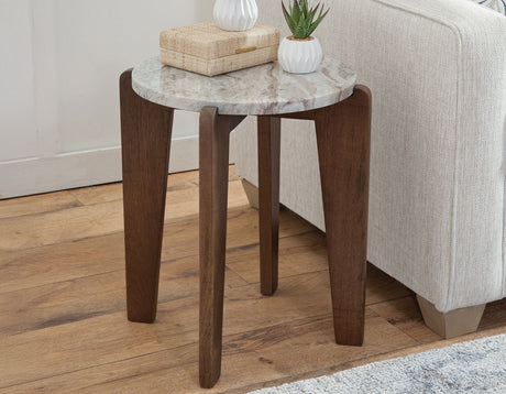 Shavon Toronto Brown Solid Marble Round End Table from Steve Silver - Luna Furniture