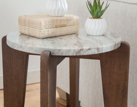 Shavon Toronto Brown Solid Marble Round End Table from Steve Silver - Luna Furniture