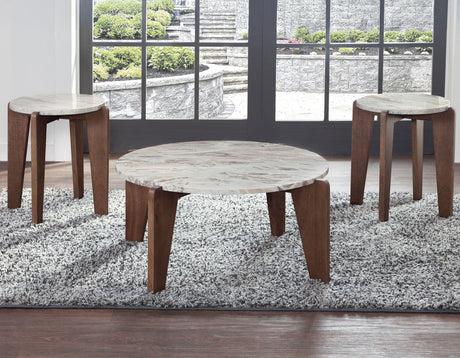 Shavon Toronto Brown Solid Marble Round End Table from Steve Silver - Luna Furniture