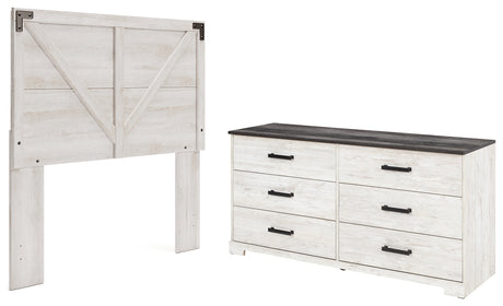 Shawburn Full Panel Headboard Bed with Dresser in Whitewash from Ashley - Luna Furniture