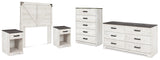 Shawburn Full Panel Headboard with Dresser, Chest and 2 Nightstands in Whitewash from Ashley - Luna Furniture