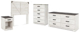 Shawburn Full Panel Headboard with Dresser, Chest and Nightstand in Whitewash from Ashley - Luna Furniture
