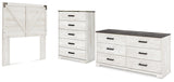 Shawburn Full Panel Headboard with Dresser and Chest in Whitewash from Ashley - Luna Furniture