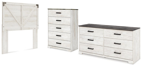 Shawburn Full Panel Headboard with Dresser and Chest in Whitewash from Ashley - Luna Furniture