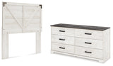 Shawburn Full Panel Headboard with Dresser in Whitewash from Ashley - Luna Furniture