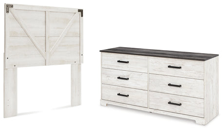 Shawburn Full Panel Headboard with Dresser in Whitewash from Ashley - Luna Furniture