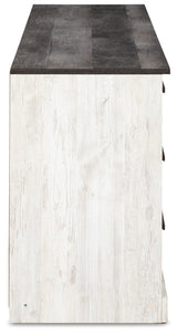 Shawburn Full Panel Headboard with Dresser in Whitewash from Ashley - Luna Furniture