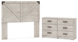 Shawburn Full Panel Headboard with Dresser in Whitewash from Ashley - Luna Furniture