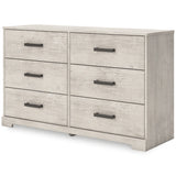 Shawburn Full Panel Headboard with Dresser in Whitewash from Ashley - Luna Furniture