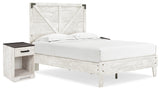 Shawburn Full Panel Platform Bed with 2 Nightstands in White/Dark Charcoal Gray from Ashley - Luna Furniture