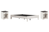 Shawburn Full Platform Bed with 2 Nightstands in Whitewash from Ashley - Luna Furniture