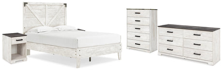 Shawburn Full Platform Bed with Dresser, Chest and 2 Nightstands in White/Dark Charcoal Gray from Ashley - Luna Furniture