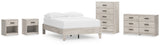 Shawburn Full Platform Bed with Dresser, Chest and 2 Nightstands in Whitewash from Ashley - Luna Furniture
