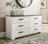 Shawburn Full Platform Bed with Dresser, Chest and Nightstand in Whitewash from Ashley - Luna Furniture