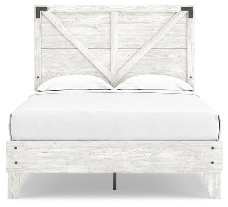 Shawburn Full Platform Bed with Dresser and Chest in White/Dark Charcoal Gray from Ashley - Luna Furniture