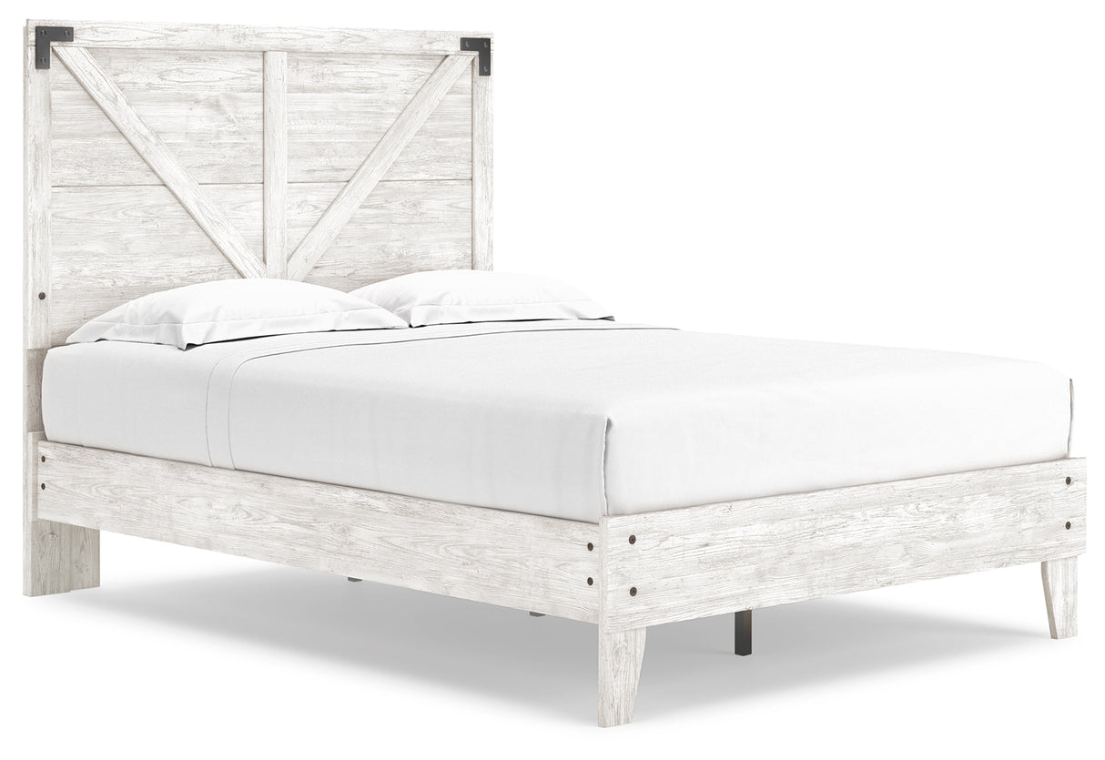 Shawburn Full Platform Bed with Dresser and Chest in White/Dark Charcoal Gray from Ashley - Luna Furniture