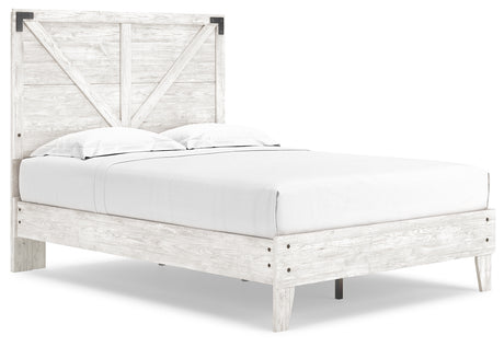 Shawburn Full Platform Bed with Dresser and Chest in White/Dark Charcoal Gray from Ashley - Luna Furniture