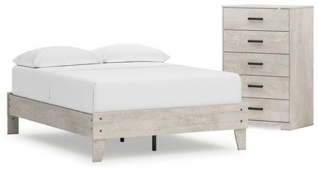Shawburn Full Platform Bed with Dresser and Chest in Whitewash from Ashley - Luna Furniture