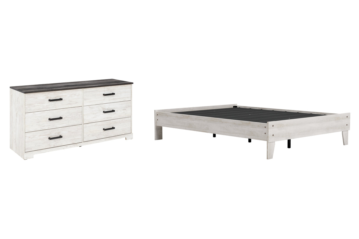 Shawburn Full Platform Bed with Dresser in Whitewash from Ashley - Luna Furniture